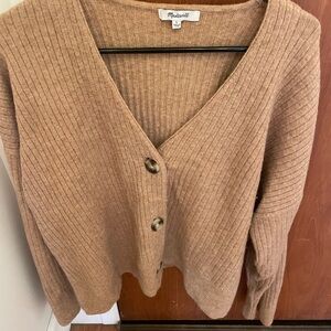 Madewell Women's Ribbed Cardigan in Tan